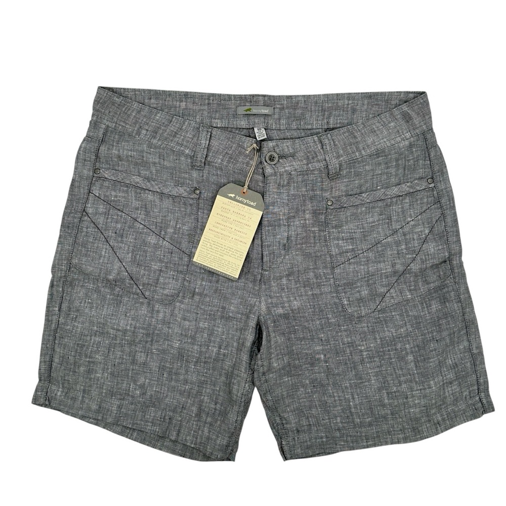 Horny Toad 100% Linen Shorts | Gray | Women’s Size 10 | Casual Summer | NWT